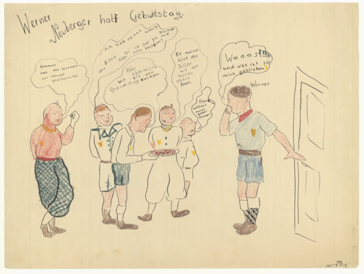 : Eine handgezeichnete Illustration einer Geburtstagsparty.