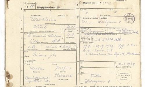 WehWehrstammbuch Kurt Waldheim
AT-ÖStA/AdR MilEv WStB Waldheim Kurt
Österreichisches Staatsarchiv, Wien
