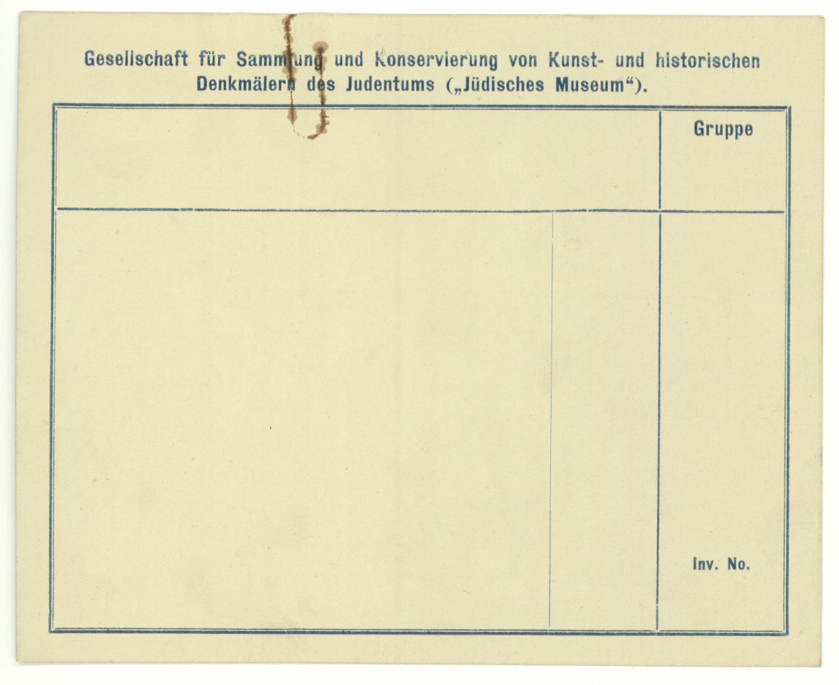 : Eine Vorlage einer Karteikarte aus dem ersten Jüdischen Museum Wien