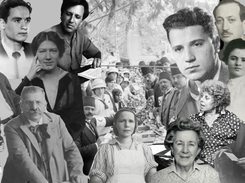 Collage vieler Personen in schwarz und weiß