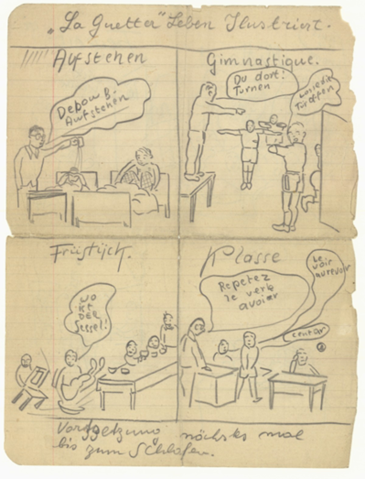 : Eine handgezeichnete Illustration eines Tagesablaufs.